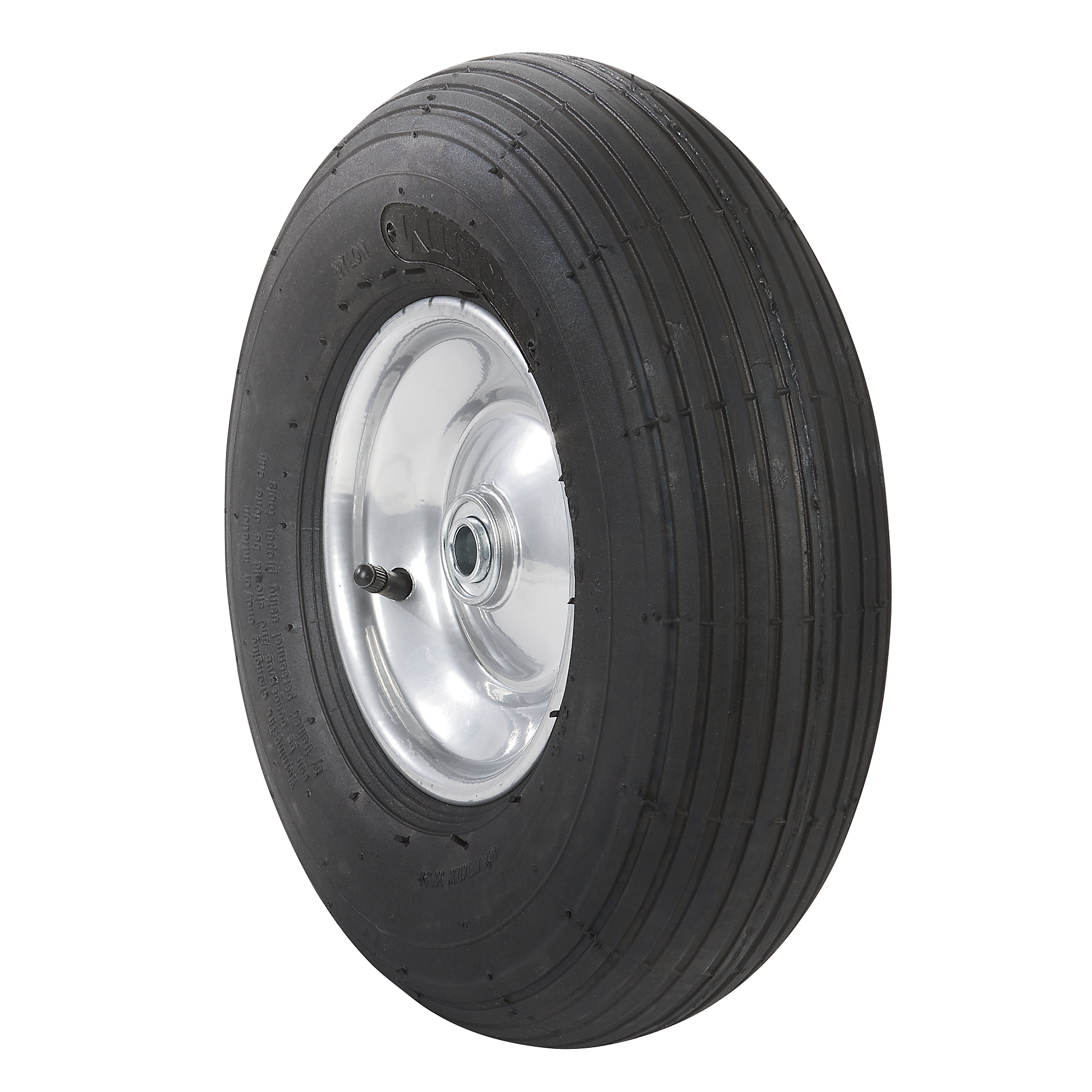 Klutch Pneumatic Easy Fit Wheelbarrow Tire Assembly, 4.00-6, Ribbed Tread